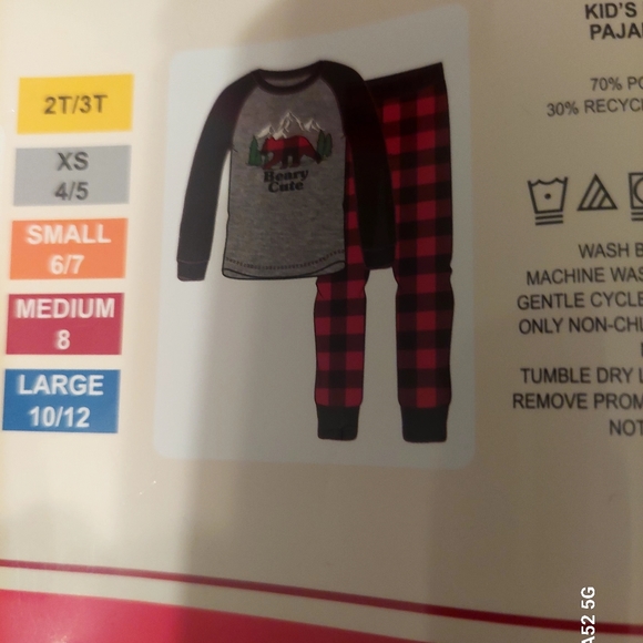 Christmas Family PJs Plaid Flannel Pajamas "Beary Cute" size 2T/3T Left - Picture 2 of 3